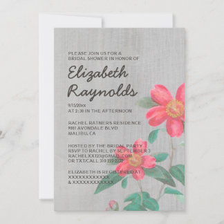 Invitations de douche nuptiale vintage Camellia