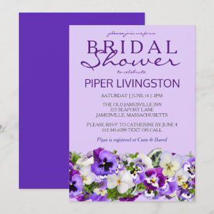 Invitations de douche nuptiale violette et blanche