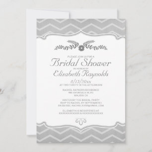Invitations de douche nuptiale Zigzag noir et blan