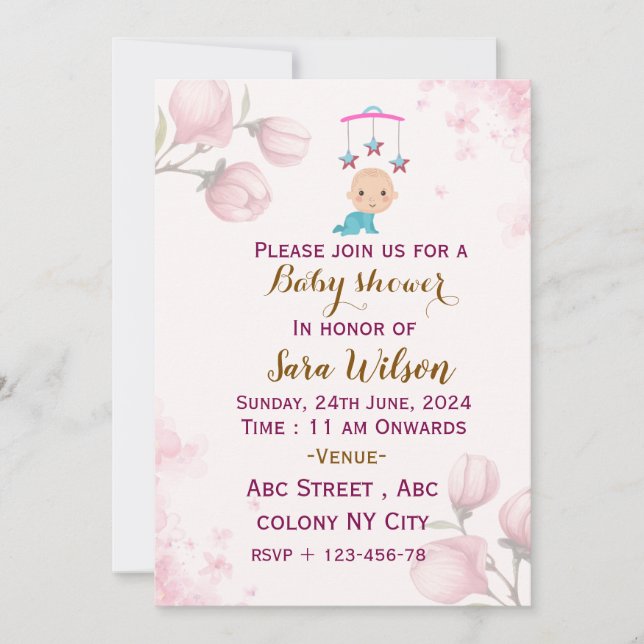 Invitations de douche pour bébé (Devant)