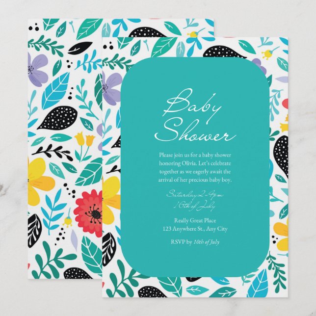 Invitations de douche pour bébé (Devant / Derrière)