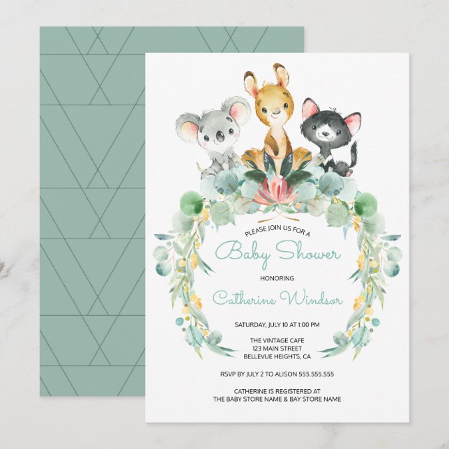 Invitations de douche pour bébé | Bébés de la Jung (Devant / Derrière)