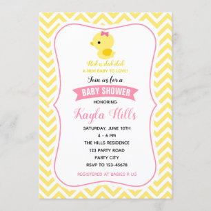 Invitations de douche pour bébé canard (Chevron ja