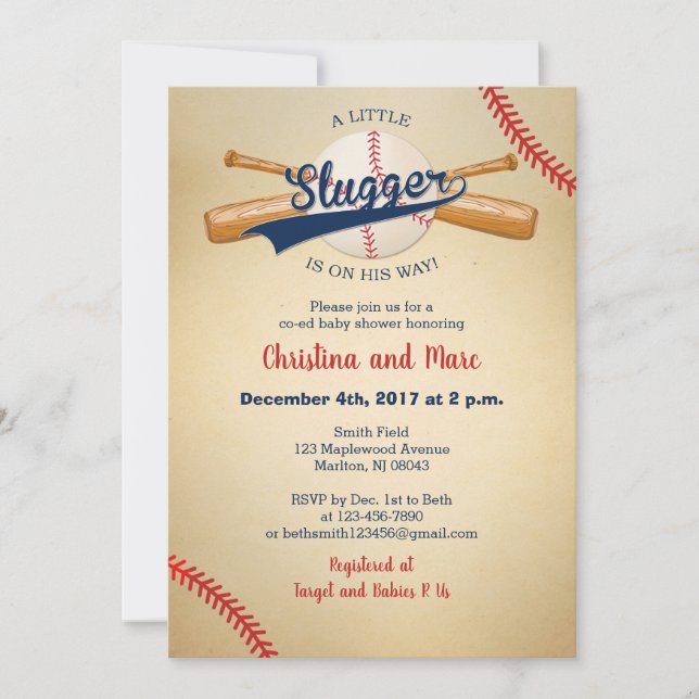 Invitations De Douche Pour Bébé De Baseball - Peti (Devant)