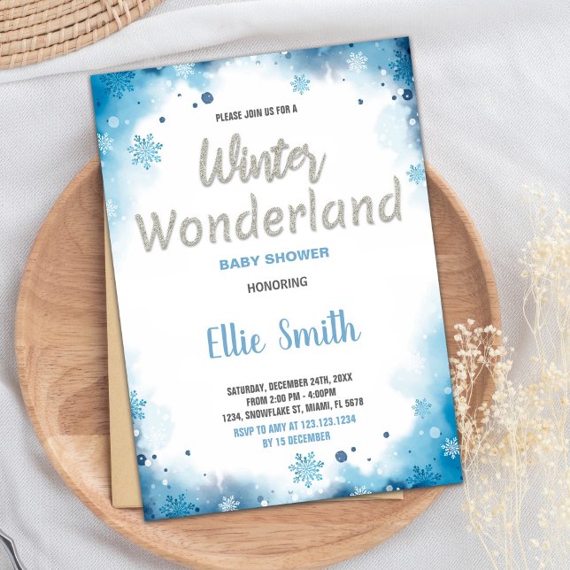 Invitations de douche pour bébé d'hiver Blue Cloud (Winter Baby Shower Invitations Blue Cloud)
