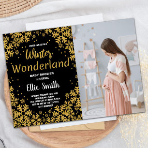 Invitations de douche pour bébé d'hiver Golden Bla