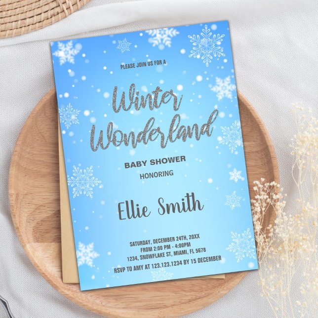 Invitations de douche pour bébé d'hiver Neige blan (Winter Baby Shower Invitations White Snow)