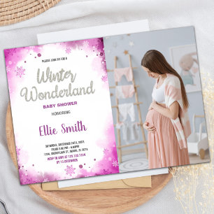 Invitations de douche pour bébé d'hiver Pink Cloud