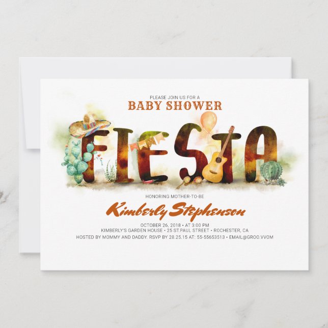 Invitations de douche pour bébé Fiesta mexicain (Devant)