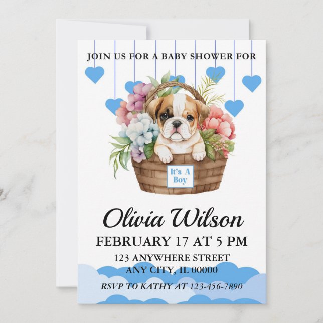 Invitations de douche pour bébé, invitation à thèm (Devant)