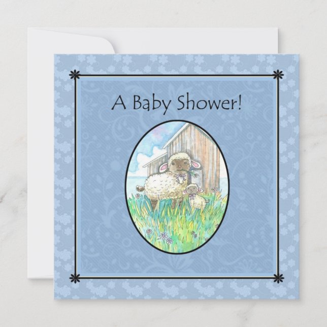 Invitations de douche pour bébé mouton par Molly H (Devant)