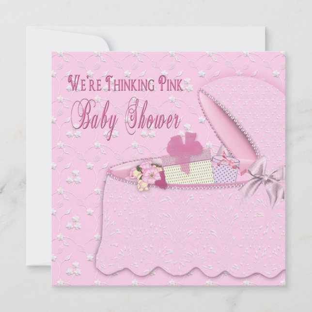 Invitations de douche pour bébé - Penser rose (Devant)