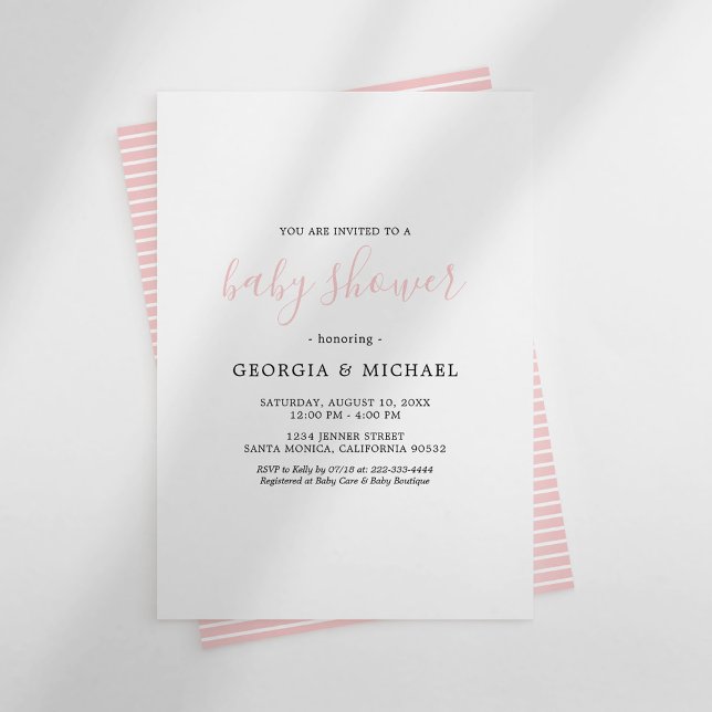 Invitations de douche pour bébé rose clair (Créateur téléchargé)