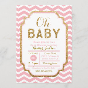 Invitations De Douche Pour Bébé Rose Et Or, Petite