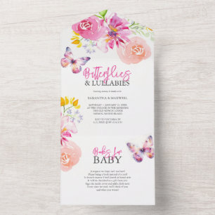 Invitations de douche pour bébé rose   Fleurs et p