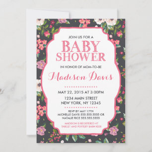 Invitations de douche pour bébé rose floral