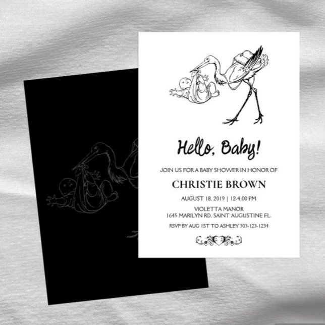 Invitations de douche pour bébé Stork (Créateur téléchargé)