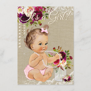 Invitations de douche pour bébés Burlap Mason Jar