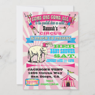 Invitations de douche pour bébés Circus
