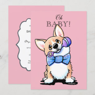 Invitations de douche pour bébés KiniArt Corgi