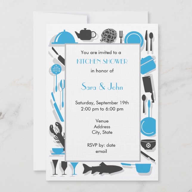 Invitations de douche pour couples - Cuisine (Devant)