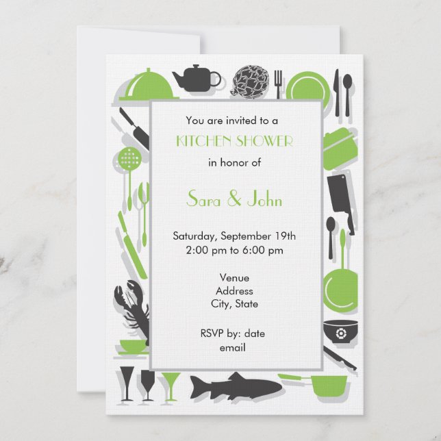 Invitations de douche pour couples - Cuisine (Devant)