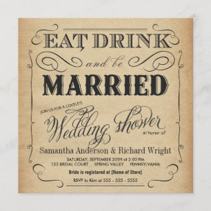 Invitations de douches de mariage rustique et vint