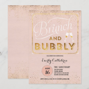 Invitations de douches en or à Brunch et Bubbly Ro