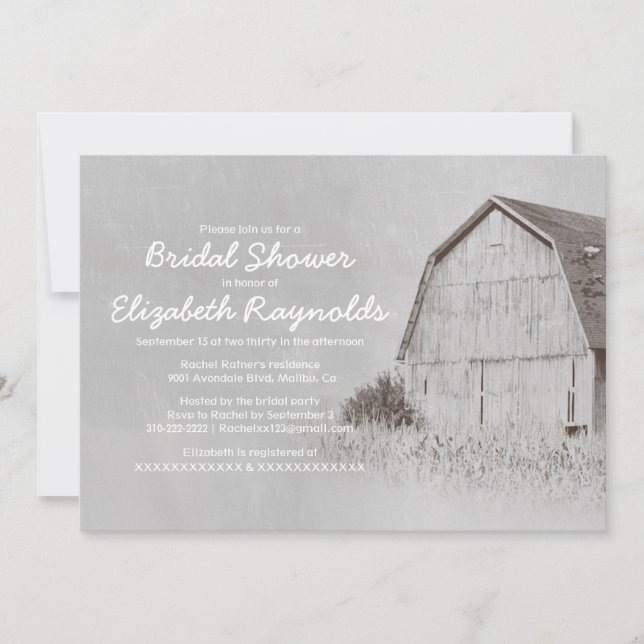 Invitations de douches nuptiales à la ferme (Devant)
