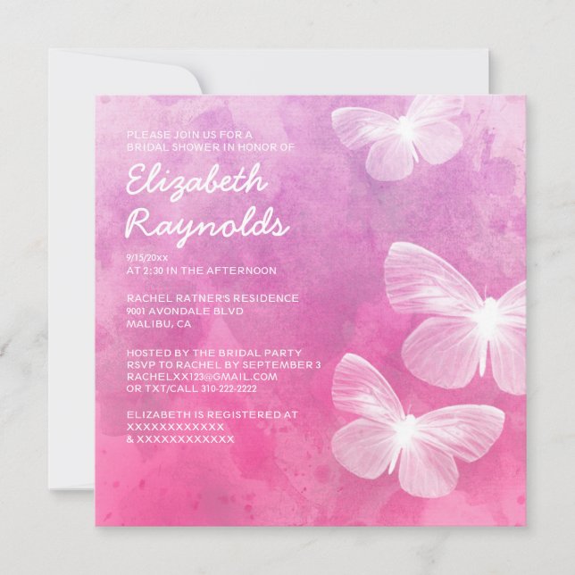 Invitations de douches nuptiales à papillons cuits (Devant)
