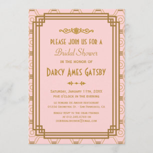 Invitations de douches nuptiales Art Déco