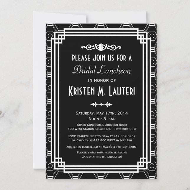 Invitations de douches nuptiales Art Déco (Devant)