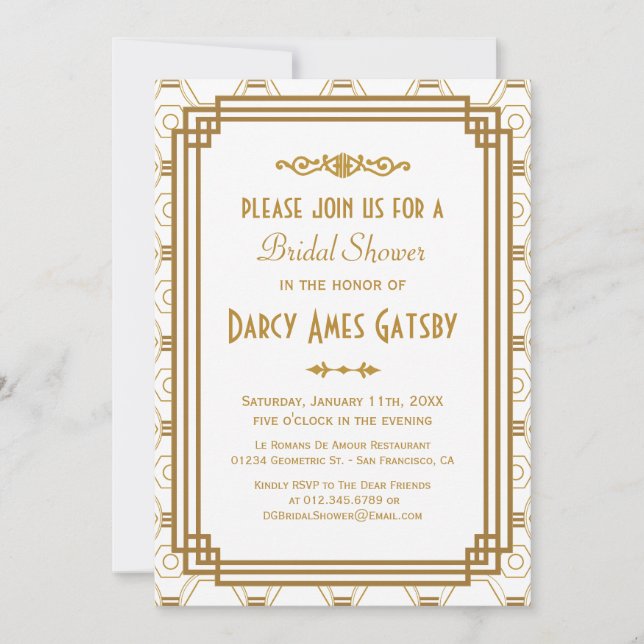 Invitations de douches nuptiales Art Déco (Devant)