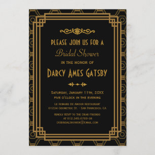 Invitations de douches nuptiales Art Déco