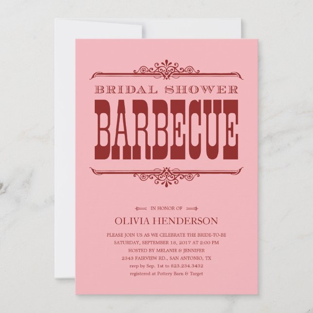 Invitations de douches nuptiales BBQ (Devant)