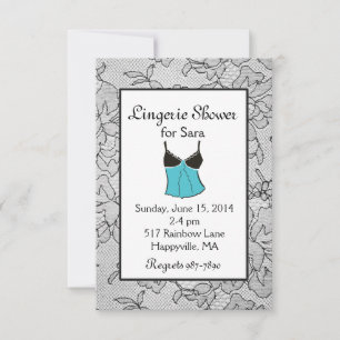 Invitations de douches nuptiales Black Lace Aqua L
