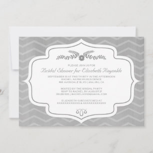 Invitations de douches nuptiales Chevron d'argent