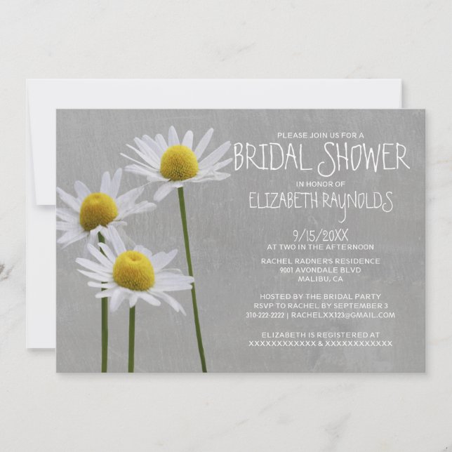 Invitations de douches nuptiales Daisers (Devant)