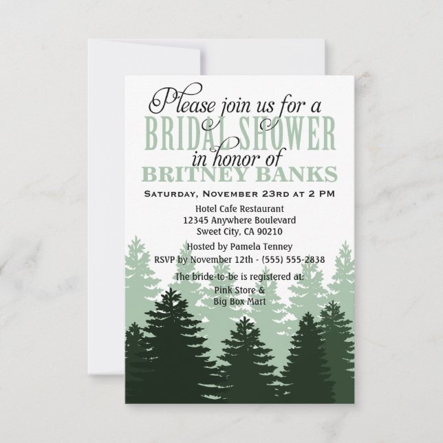 Invitations de douches nuptiales dans la forêt enc (Devant)