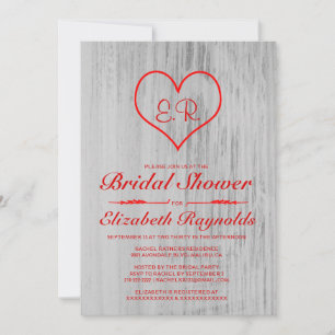 Invitations de douches nuptiales de pays rouge et
