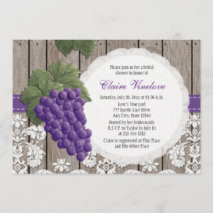Invitations de douches nuptiales de raisins rustiq