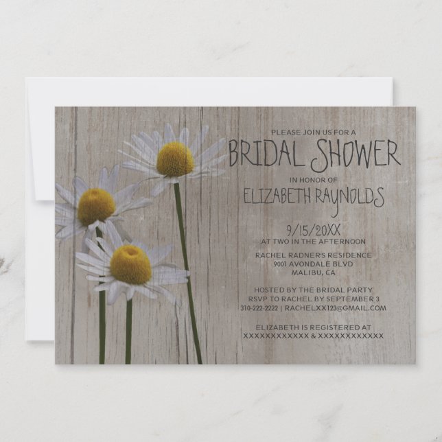 Invitations de douches nuptiales de Rustic Daisers (Devant)