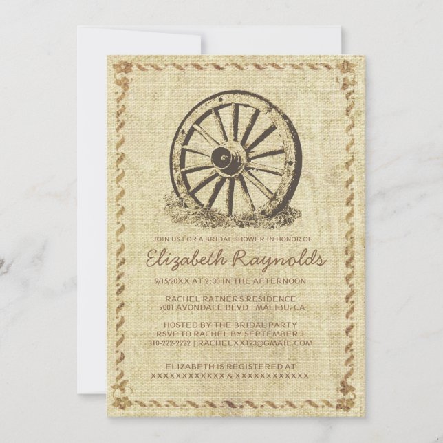 Invitations de douches nuptiales de Western Wagon  (Devant)