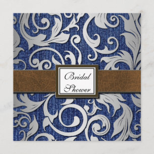 Invitations de douches nuptiales Denim & Leather d