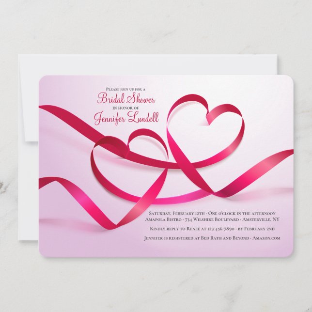 Invitations de douches nuptiales des Coeurs de rub (Devant)