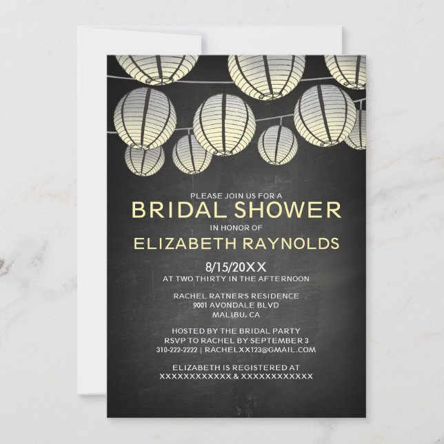 Invitations de douches nuptiales des lanternes (Devant)