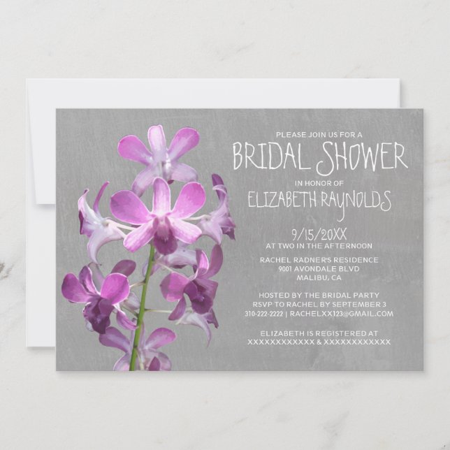 Invitations de douches nuptiales des orchidées (Devant)