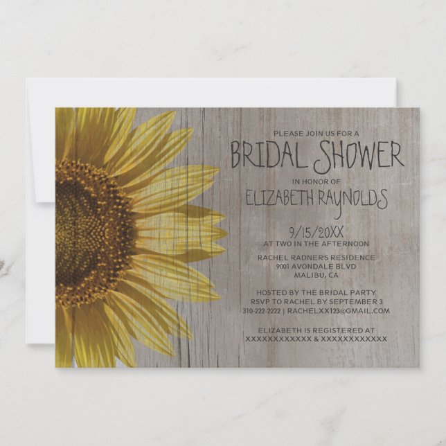 Invitations de douches nuptiales des tournesols ru (Devant)