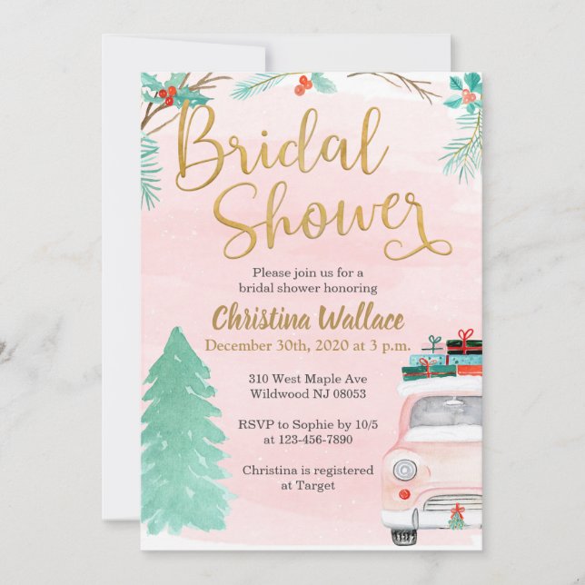Invitations de douches nuptiales d'hiver (Devant)
