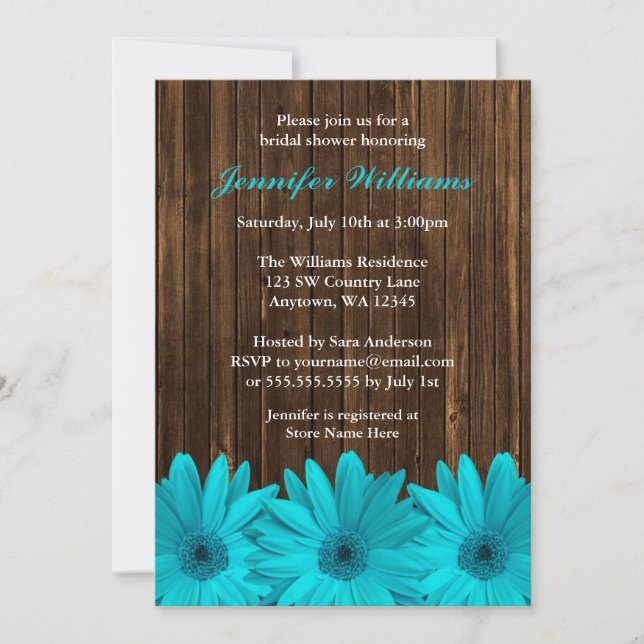 Invitations de douches nuptiales en bois de l'étab (Devant)